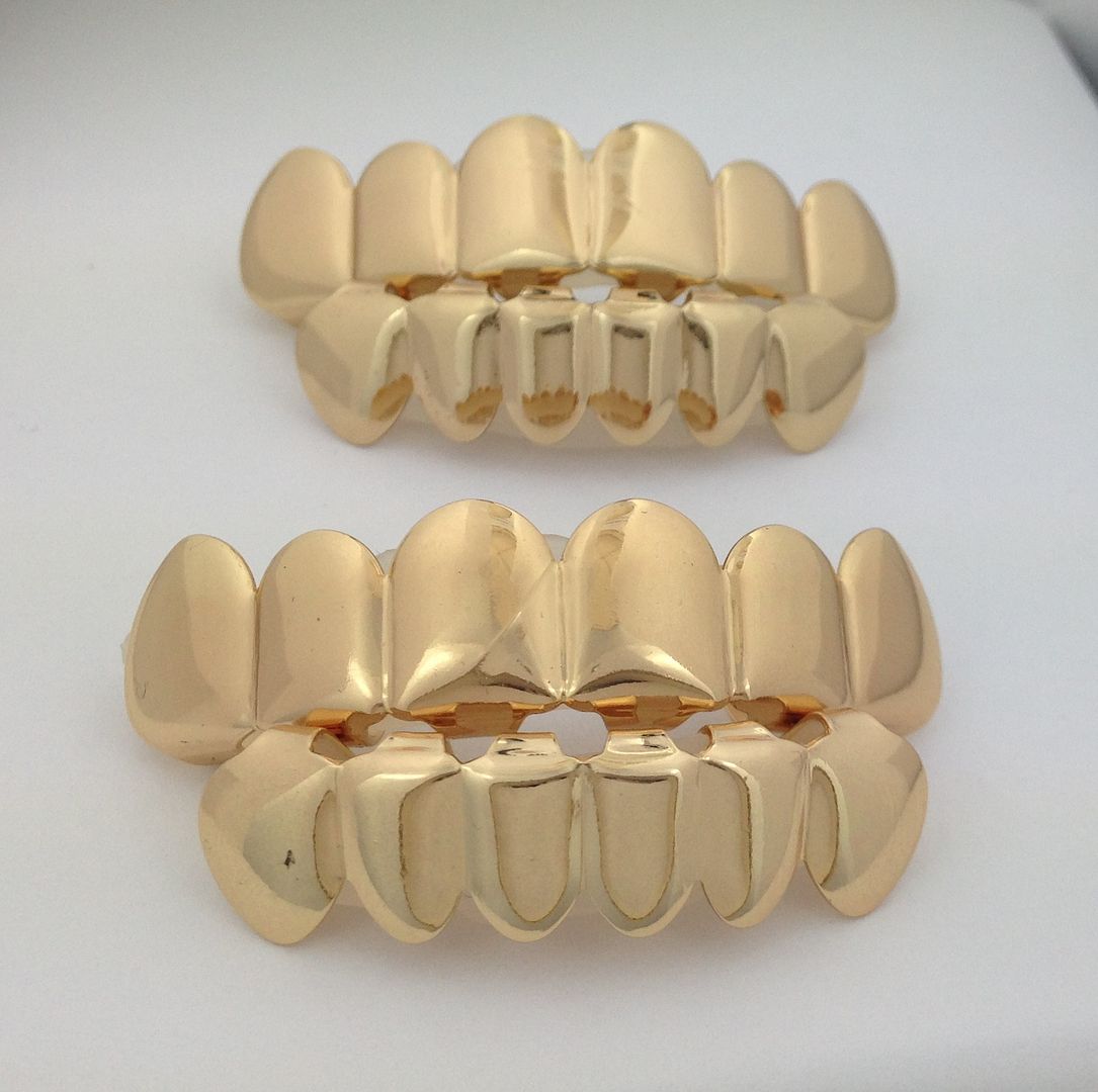 *SALE IMPERFECT GRILLZ* NEW 14k Gold GP Top+Bottom Teeth Grill Stocking